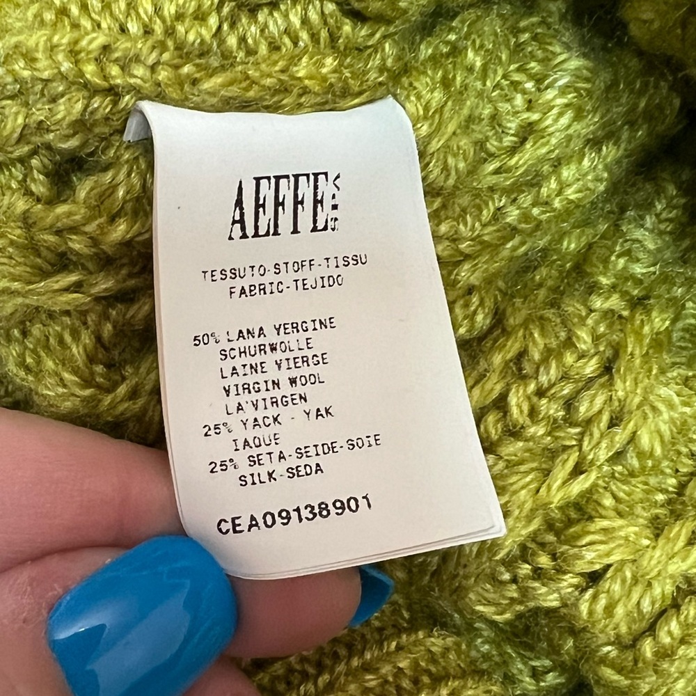 Cedric Charlier Chartreuse Green Textured Cable Knit Sweater Dress US Size‎ 6 - Picture 5 of 9